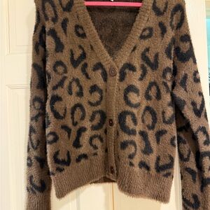 Bella Dahl Brown and Black Leopard Cardigan